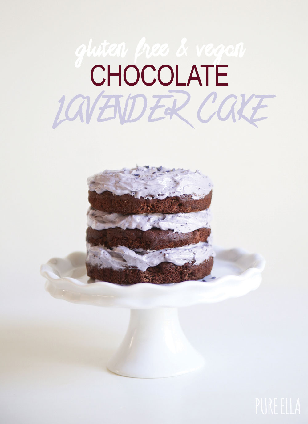 Gluten free Vegan Chocolate Lavender Aquafaba Cake