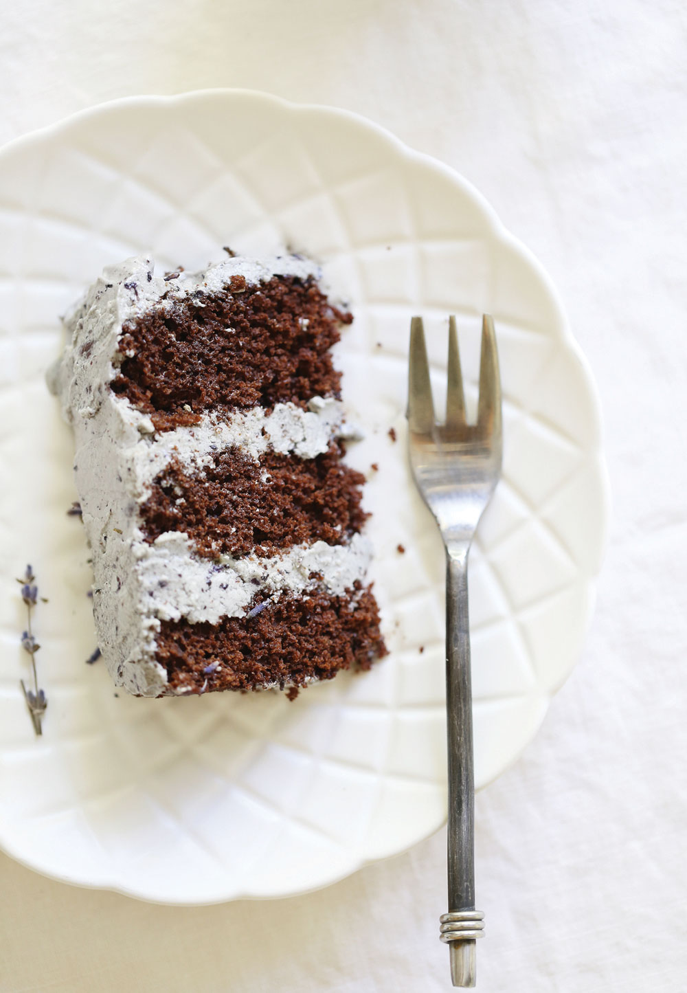 Gluten Free Vegan Chocolate Lavender Aquafaba Cake