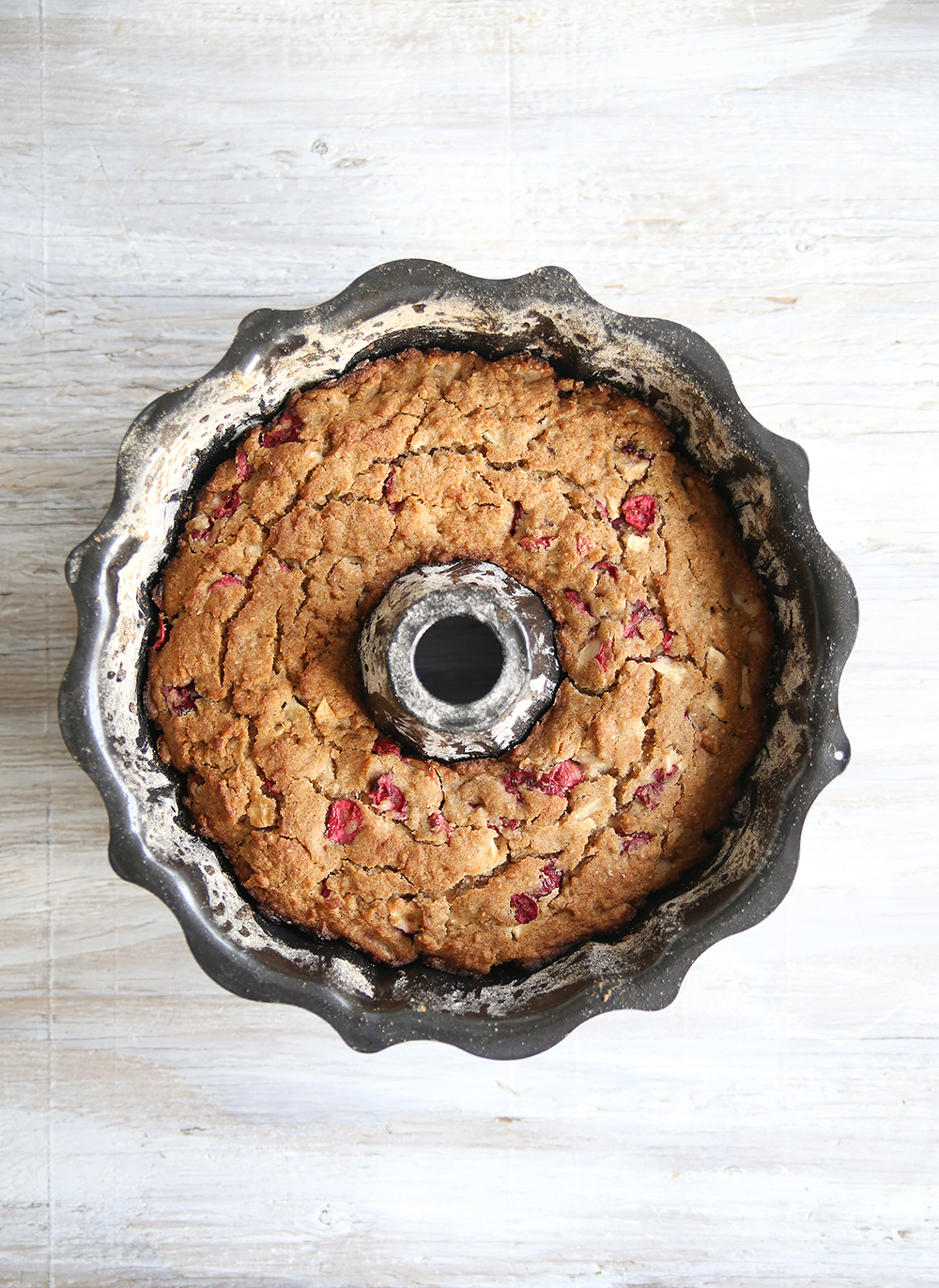 Pomegranate-topped Apple Cranberry Bundt Cake