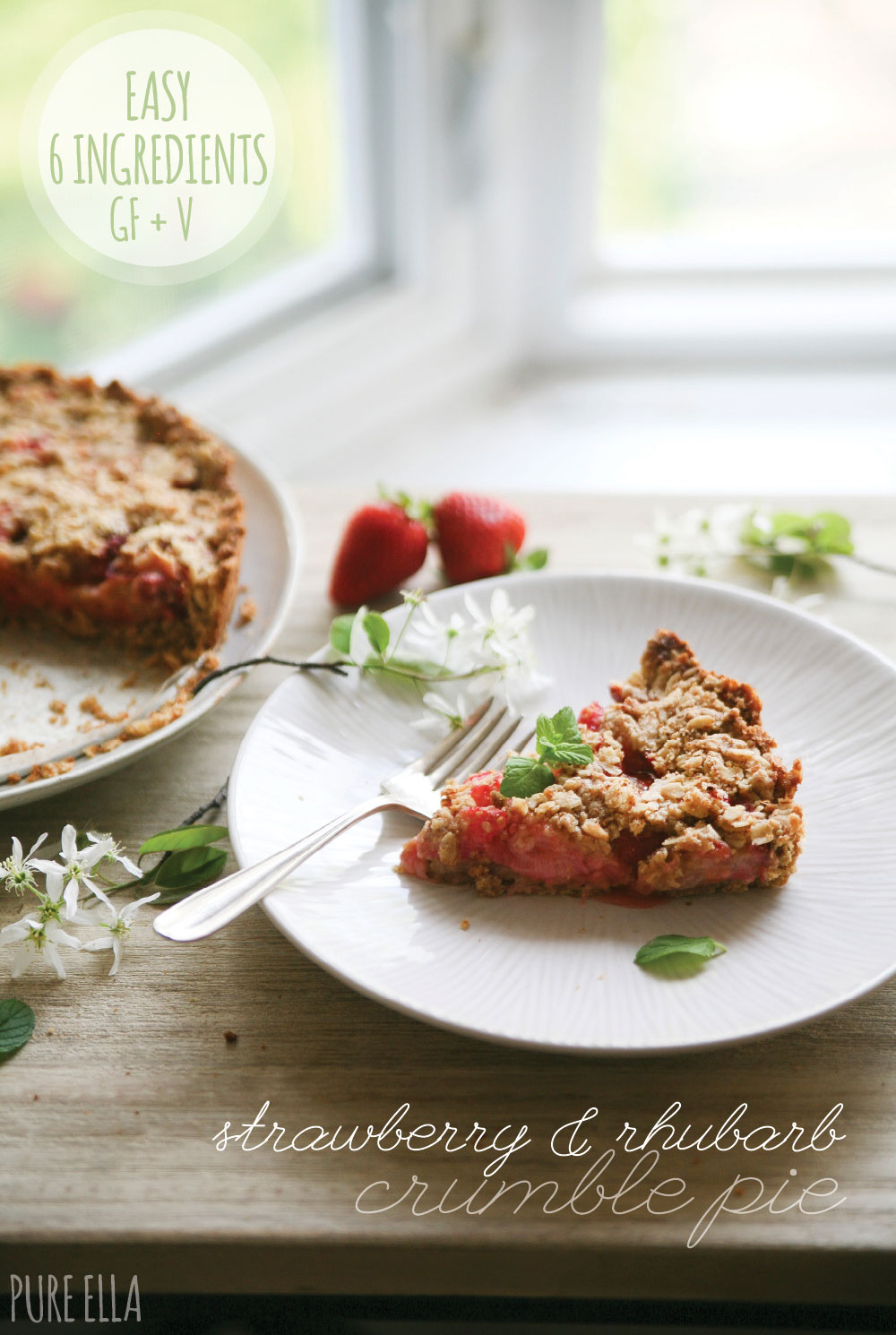 Strawberry Rhubarb Crumble Pie (gluten-free & vegan)