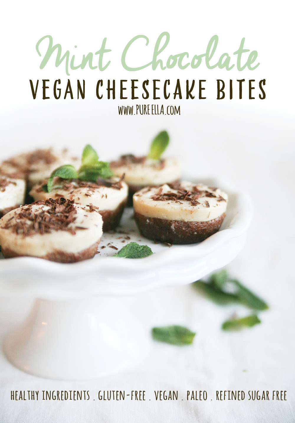 Mint Chocolate Vegan Cheesecake Bites : gluten free, paleo, refined ...