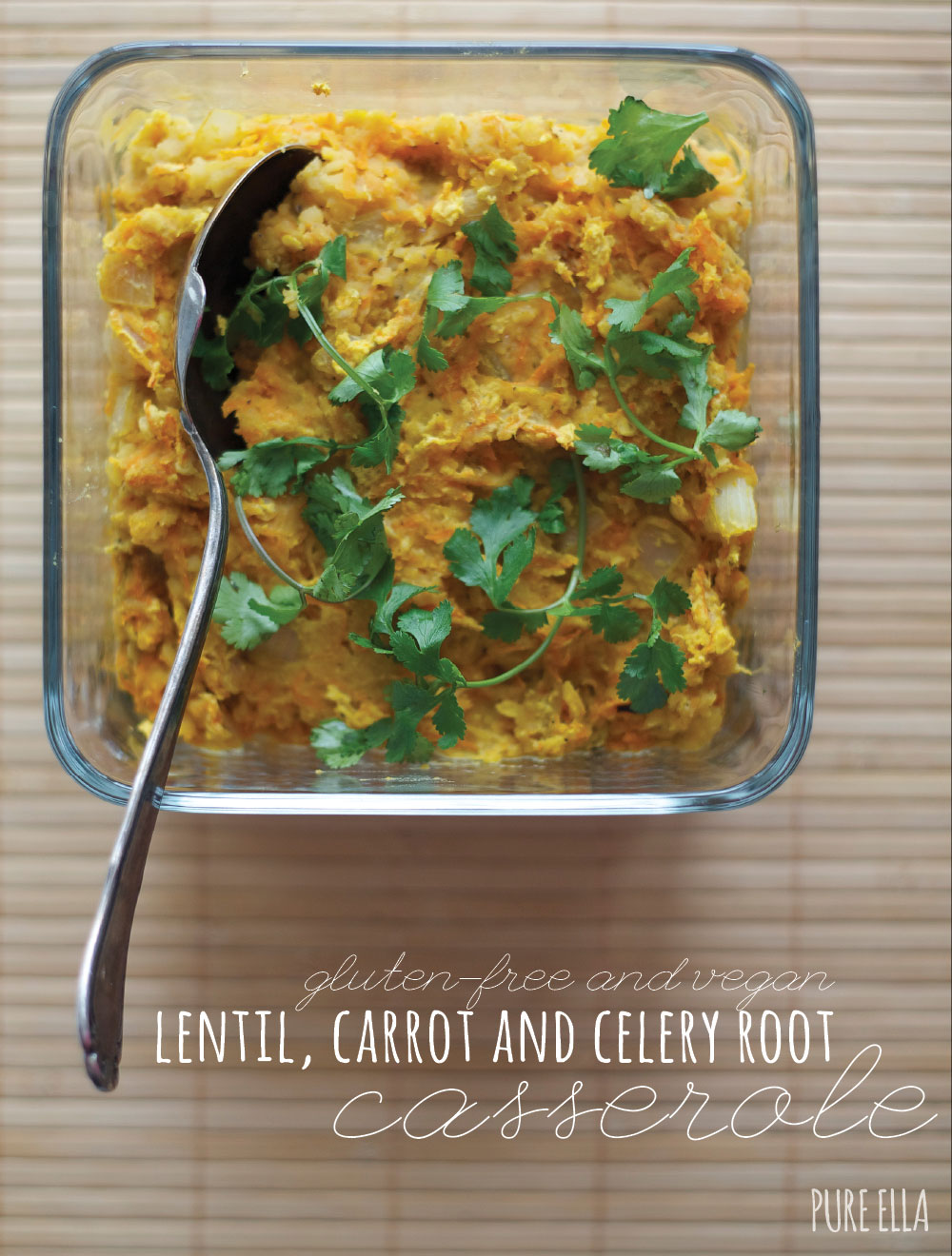 Glutenfree and vegan Lentil, Carrot and Celery Root Casserole